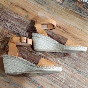 JCrew leather espadrilles 3" wedge